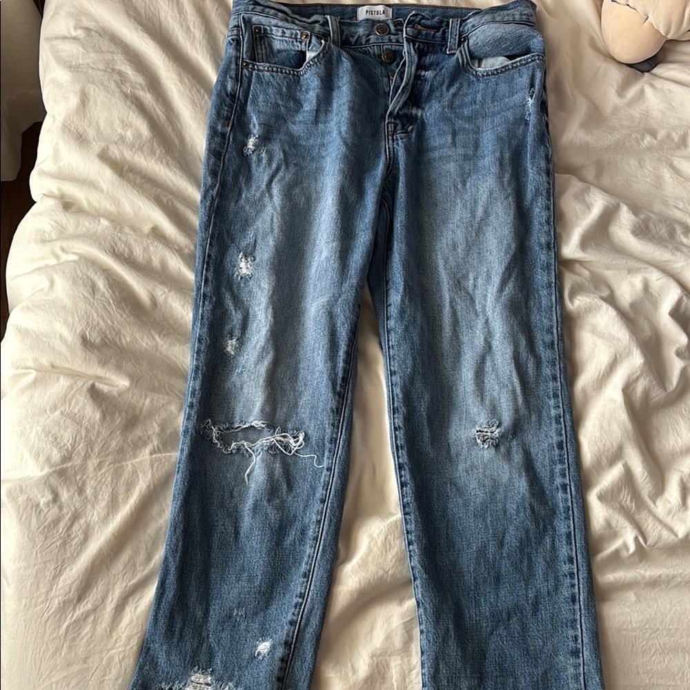 Pistola Blue Boyfriend Jeans Distressed Denim